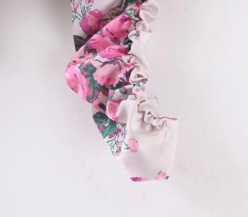 Bazaleas, Ретро стиль, длинный рукав, blusas mujer de moda,, весна, дворец, розовый, цветочный принт, женская блузка, тонкая, открытая, рубашка