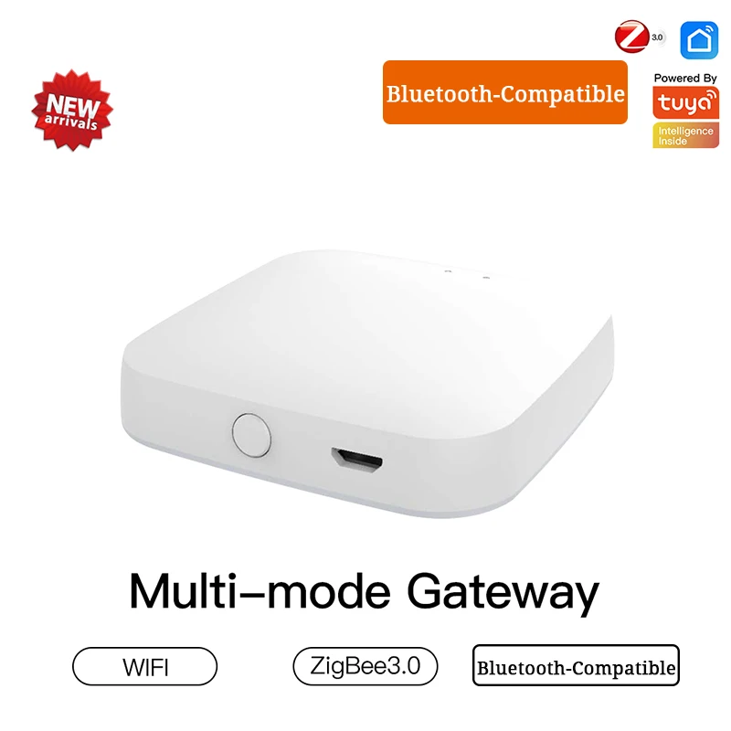 

ZigBee WiFi Multi-mode Smart Gateway Bluetooth-Compatible Mesh Hub Work With Tuya Smart App Voice Control via Alexa Google Home