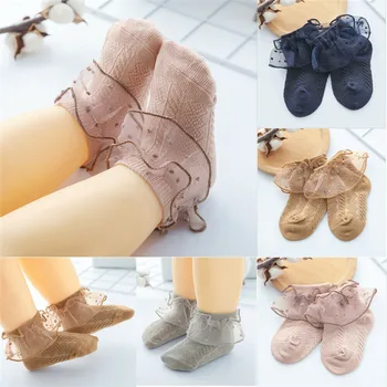 

2020 Infant Toddler Baby Socks Girls Kids Princess Bowknot Lace Floral Short Socks Cotton Ruffle Frilly Trim Ankle Socks