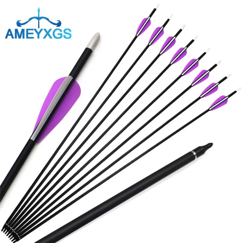 

6/12Pcs 30" Archery Carbon Arrow Spine 500 Arrows Mix Carbon Replaceable Broadhead For Bow Shooting Hunting Practice Accessories