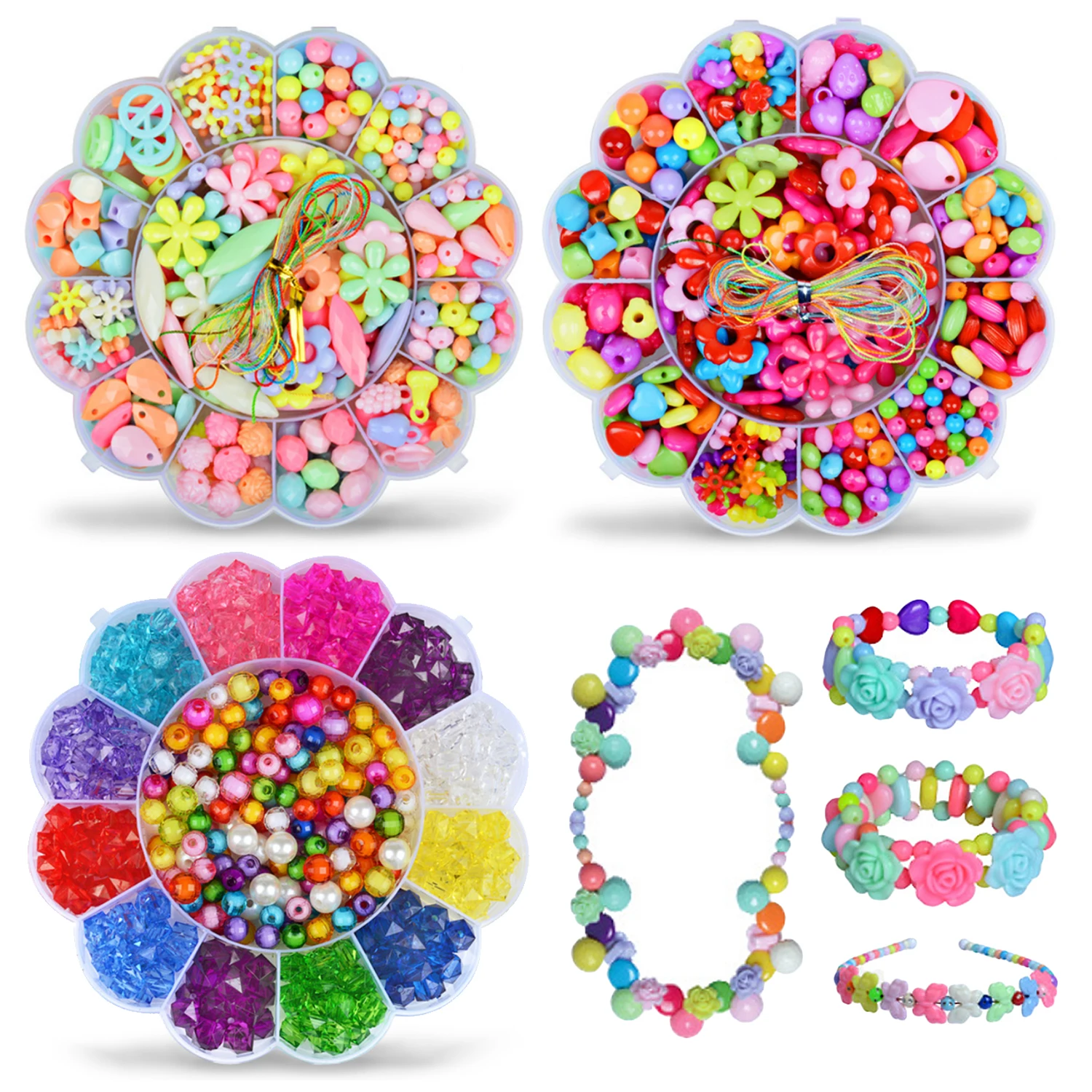 

Besegad 350PCS Assorted Style Cute Colorful Loose DIY Beads Toys for Kids Children Bracelet Necklace Making Jewelry DIY Crafts