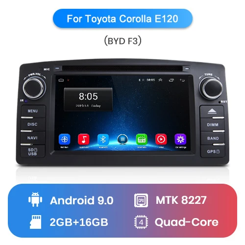 2GB - 16GB Junsun 4G+ 64G DSP Android 9,0 2Din для Toyota Corolla E120/BYD F3 Автомобильный мультимедийный видео плеер Радио Стерео gps навигация - Цвет: 2GB - 16GB