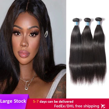 

3Pcs Peruvian Straight Hair Bundle 8-30 Inches Virgin Remy Hair Bundles Natural Color Human Hair Extensions
