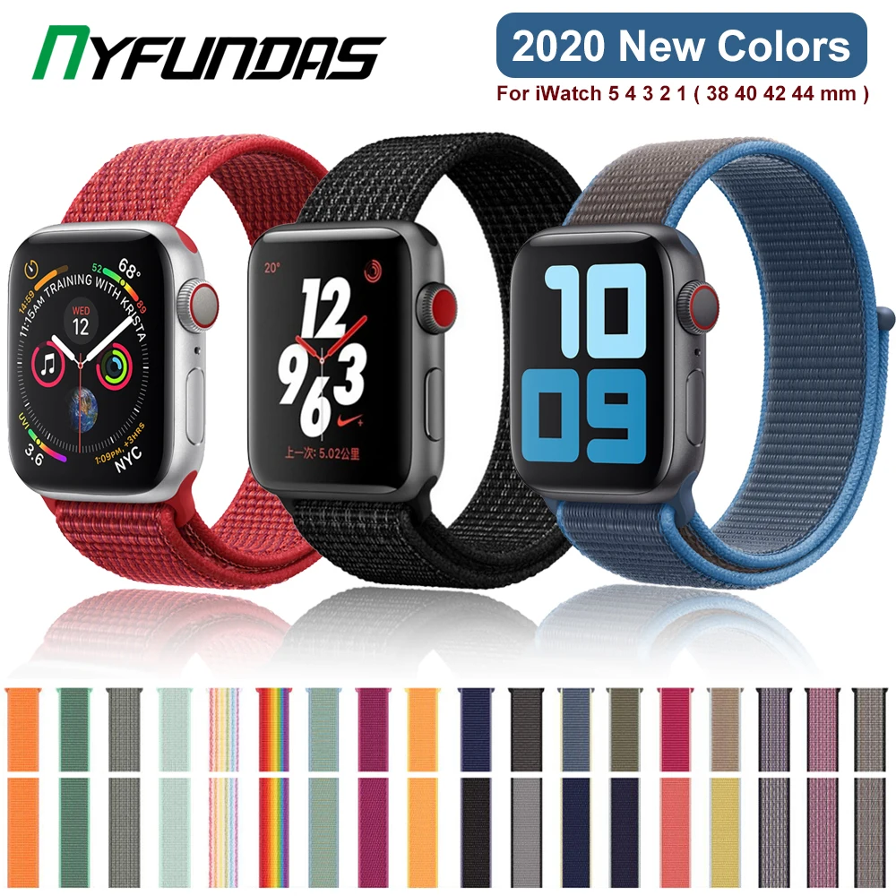 

Nylon Strap Band For iwatch Apple Watch Series 5 4 3 2 38 40 42 44 mm 38mm 40mm 42mm 44mm Correa Watchband Bracelet Accessories