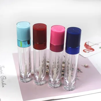 

1pcs 8ml Cosmetic Lip Gloss Empty Tubes Clear Plastic Red Blue Lid Lipgloss Container Packaging