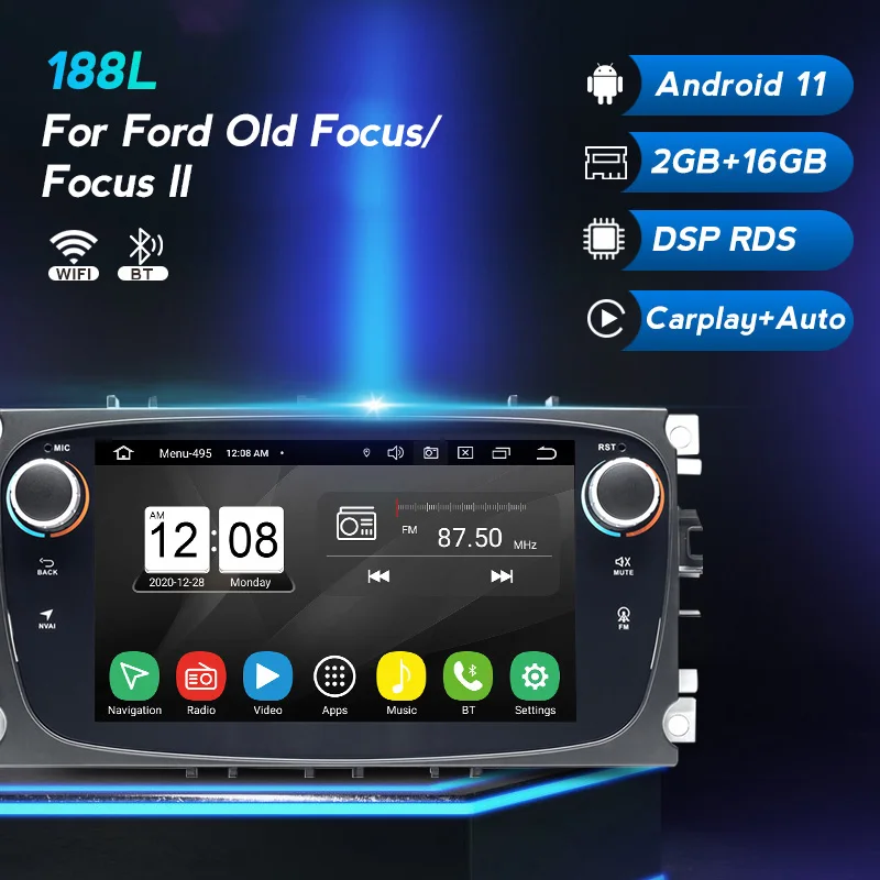 Full Touch Screen Android 11 Car Radio GPS For Ford Focus 2 II Mondeo S-MAX C-MAX Galaxy Multimedia Video Player DSP 7inch WIFI |