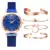 Fashion 5pcs Set Women Watches Luxury Magnet Buckle Flower Rhinestone Watch Ladies Quartz Wrist Watch Bracelet Set Reloj Mujer 20