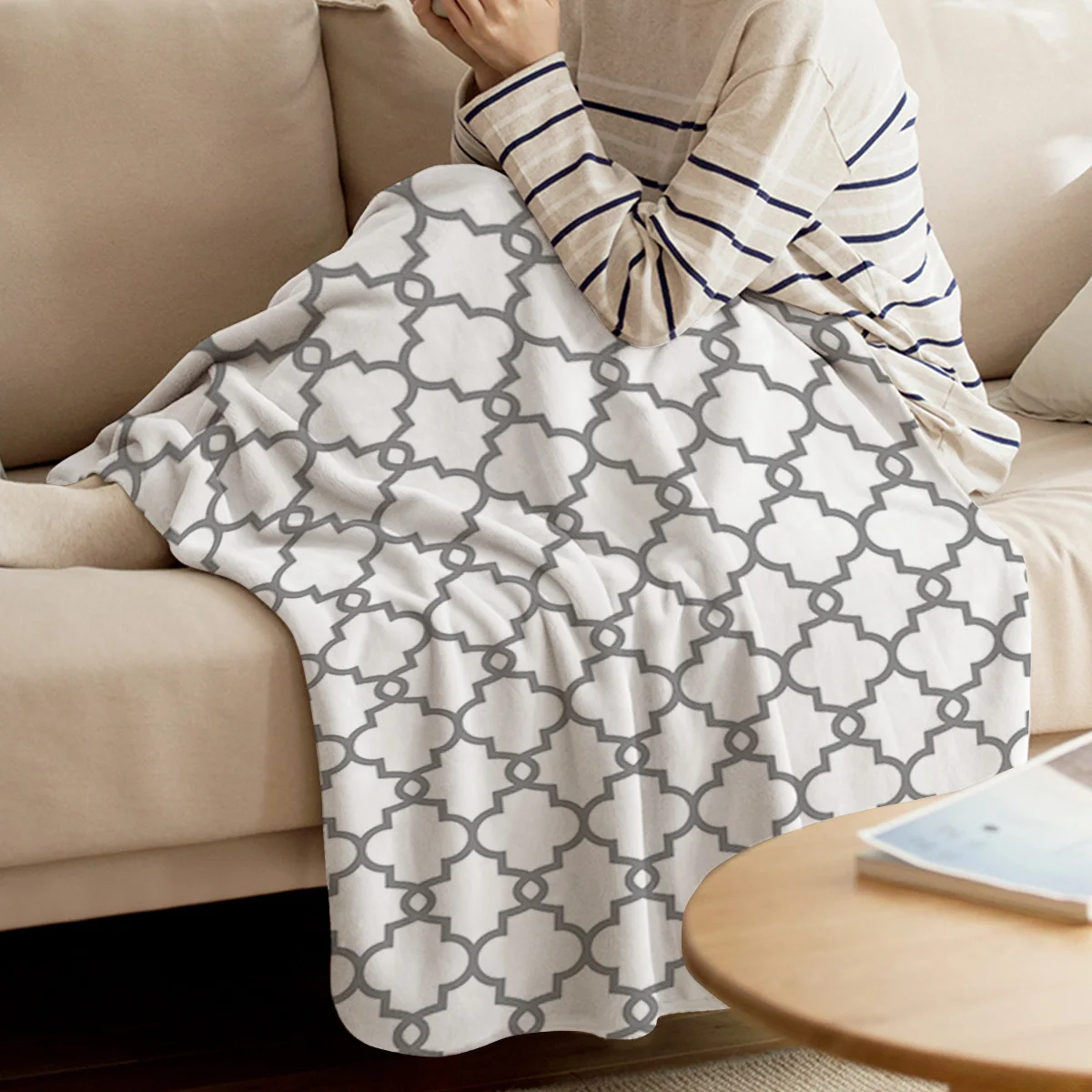 Марокканский белый и черный узор Печатный сон одеяло мягкие удобные бархатные плюшевые геометрические одеяла теплый диван простыни