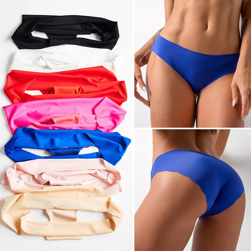 

Women Underwears Sexy Ice Silk Seamless Lingerie Panties One-piece Sexy Nylon Shorts Invisible Pant Low Waist Underpants Briefs