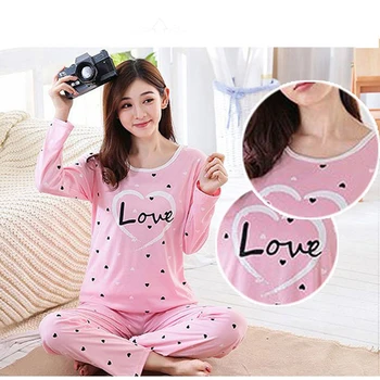 

Women Pajamas Set Spring Autumn Home Clothes Cute Printed Long Sleeve Sleepwear Casual Homewear Female Pyjamas Tops Bottoms