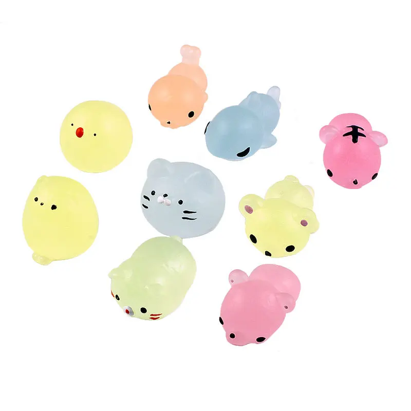 

5Pcs Mochi Squishy Squeeze Cat Cute Antistress Squish Set Soft Mini Animal Squichy Glow In The Dark Kids Toys For Children
