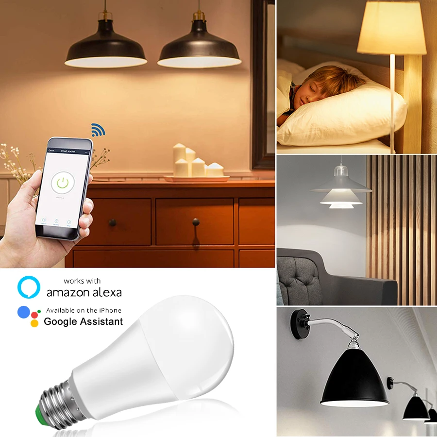 15 Вт умная лампа B22 E27 Wifi светодиодный светильник 85-265 в приложение для умного дома Wifi дистанционное управление Wake up настольная лампа Alexa Google Assistant