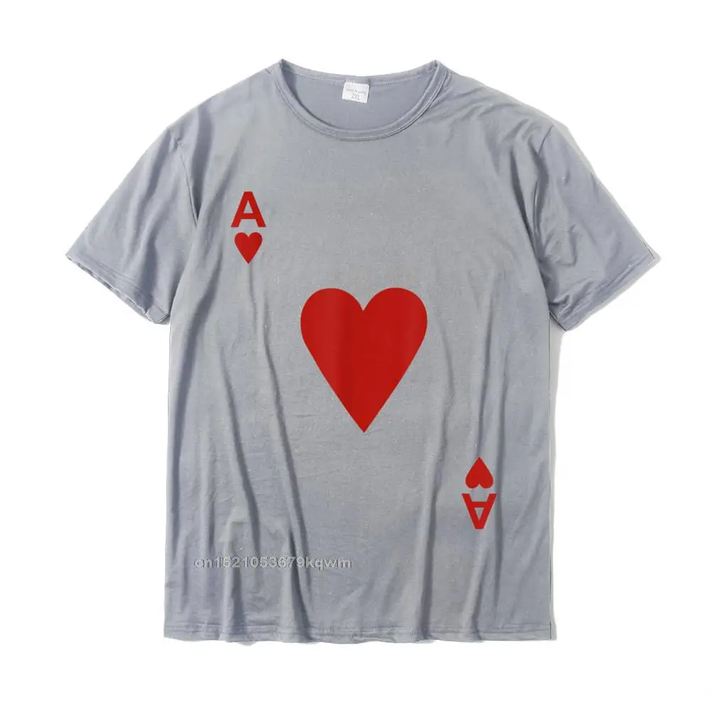 GroupNormal Short Sleeve Tops & Tees Summer Fall On Sale O-Neck 100% Cotton Tops & Tees Men Top T-shirts Slim Fit  Ace of hearts Tshirt Blackjack Cards Poker 21 A Tee shirt__3442 grey