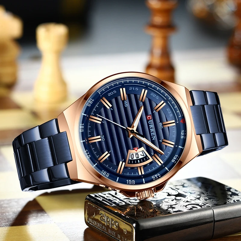 

Men Quartz Watches Waterproof Business Wristwatch Blue Color Watch for Man relogio feminino Clock Male 2019 News 8375