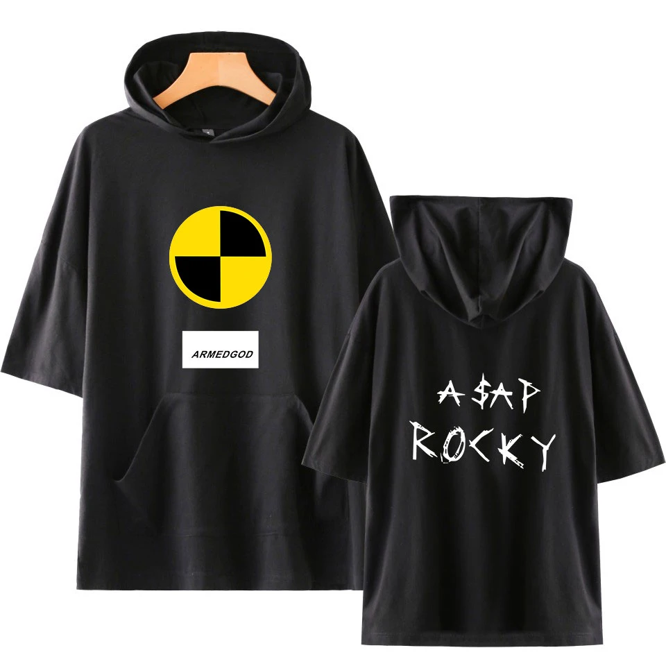 Mens Hoodie Tshirts Summer black Designer Letters Print harajuku Asap rocky  print  Short Sleeved Hoodie