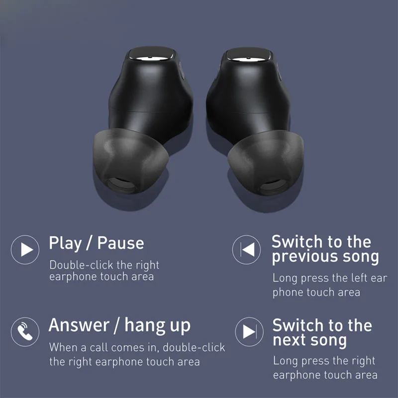 Fone de Ouvido sem Fio Botões da Orelha para Ios Baseus Verdadeiro Bluetooth 5.0 Fones hd Controle Toque - Android Wm01 Tws - Image 2