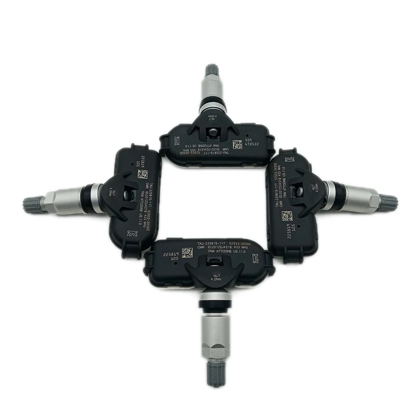 

TPMS 52933-3X300 For Hyundai Elantra C-Green For Kia Pride Rio 2019 433Mhz Tire Pressure Monitor Sensor System 52933-3X300 4pcs