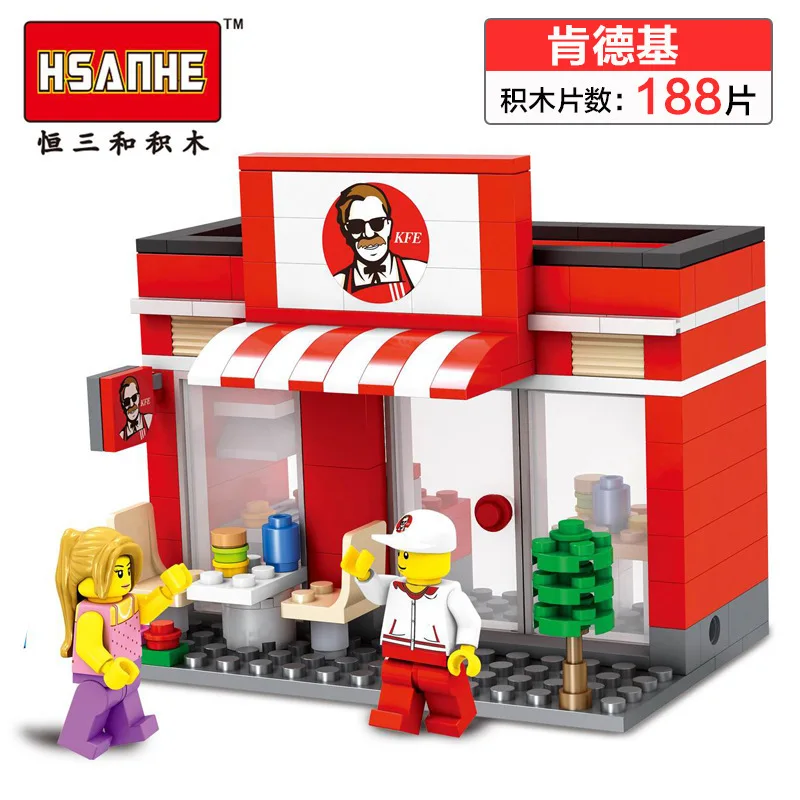 

Special Education HSANHE Assembled Building Blocks Mini Street View 6411 KFC CHILDREN'S Toy Distribution