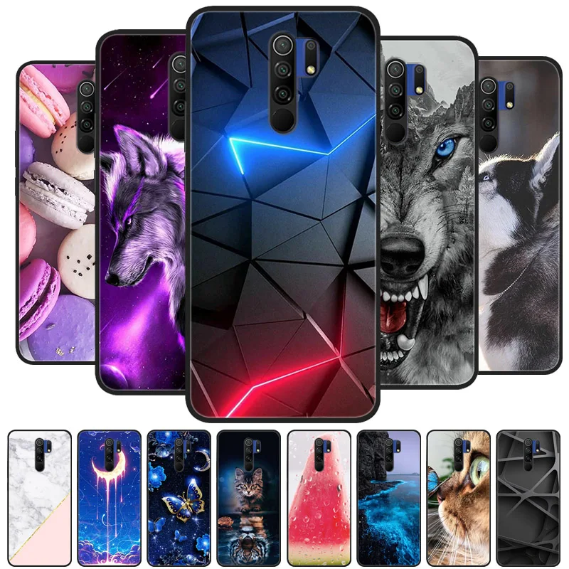 For-Xiaomi-Redmi-9-Case-Cat-Flower-wolf-Cover-Silicone-Case-For-Redmi-9 ...