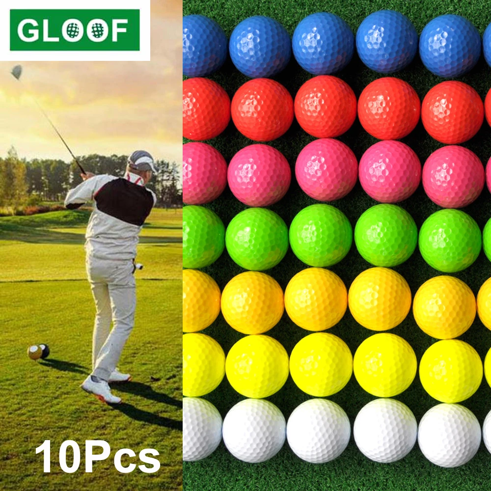 

10Pcs 42.6mm Golf Practice Balls Ball Multi Colors Synthetic Rubber Resin Golfing Practice Balls Present Gift Two Piece Ball