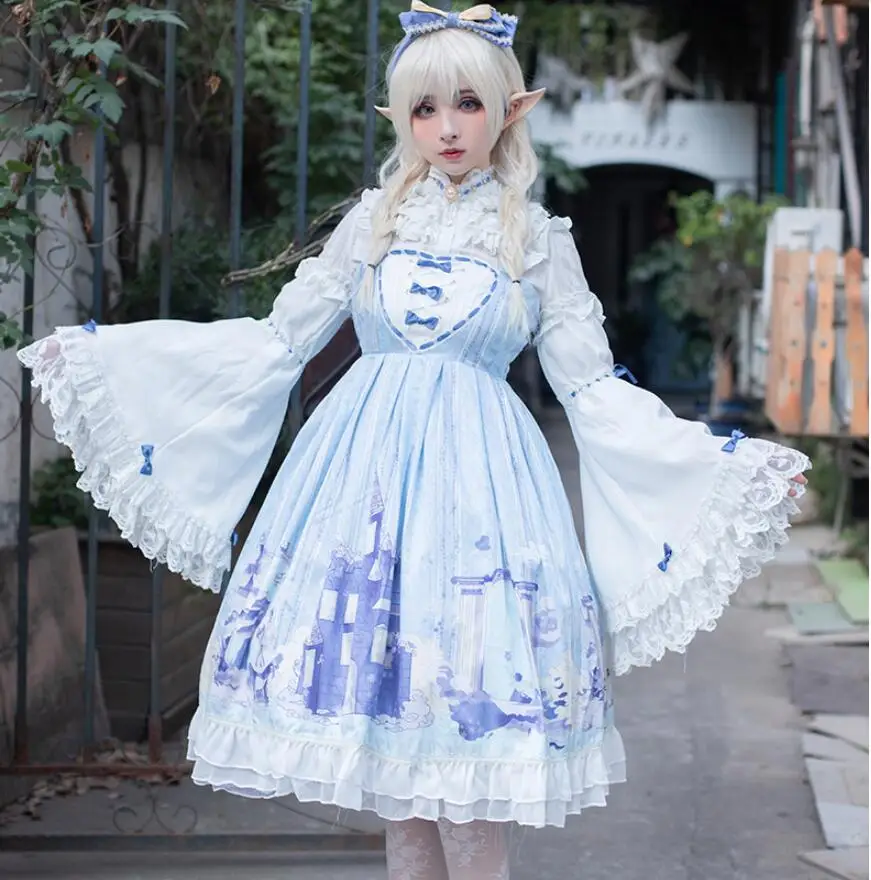 Японский Винтаж в готическом стиле, в стиле «Лолита» платье для косплея; в стиле милой принцессы Kawaii платье лоли Чай вечерние платье вечерние платья