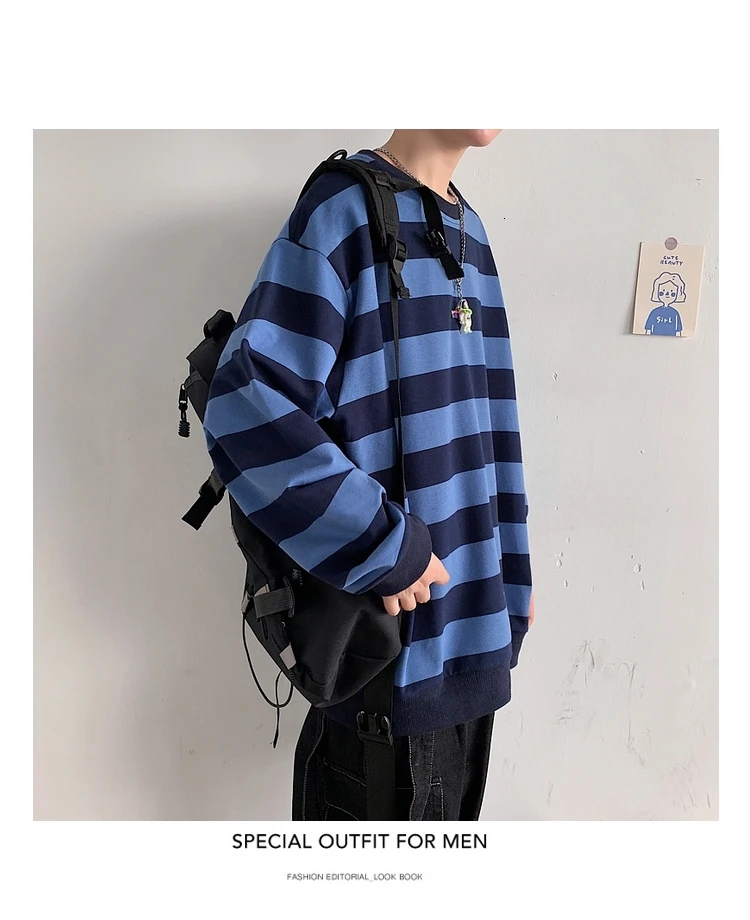 Men's 13 Color Full High-quality Coats Stripe Printing Hoodies Mens Cotton Clothes Pullover Casual Loose Sweatshirts Size M-5XL