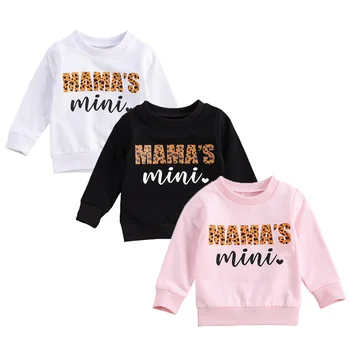 

Toddler Autumn Spring Sweatshirt Letter Print O-Neck Long-Sleeves Pullover Top for Baby Girls Boys 0-3 Years White/Black/Pink
