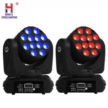 

Moving head wash professional stage light mini 12x12w moving head beam lights RGBW LCD display for party Xmas dj 2pcs/lot