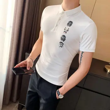 

British Style Summer Polo Shirt Men High Quality Slim Fit Facebook Print Polo Homme Short Sleeve Casual Men's Polos Shirts 3XL-M