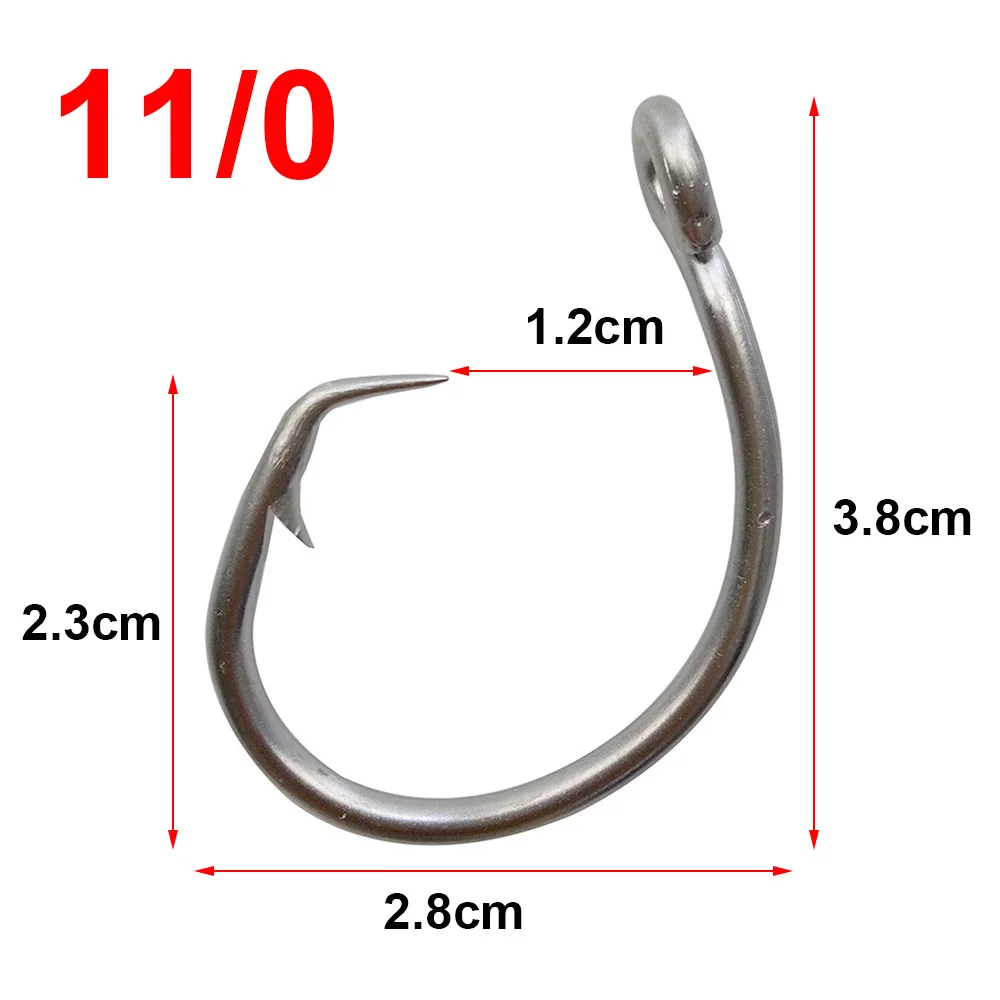 50pcs 39960 Stainless Steel White Offset Tuna Circle Bait Fishing