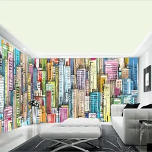 Обои на заказ, фотообои, современный минимализм, ручная роспись, городское здание, фон, Украшение стен, живопись