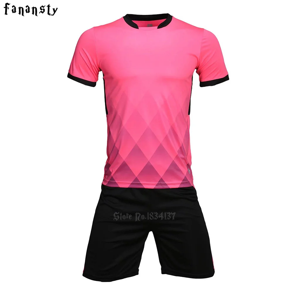 Men Soccer Jerseys Adult Black Training Game Jerseys Breathable Quick Dry Football Shirts Running Short Sleeve Clothes Custom