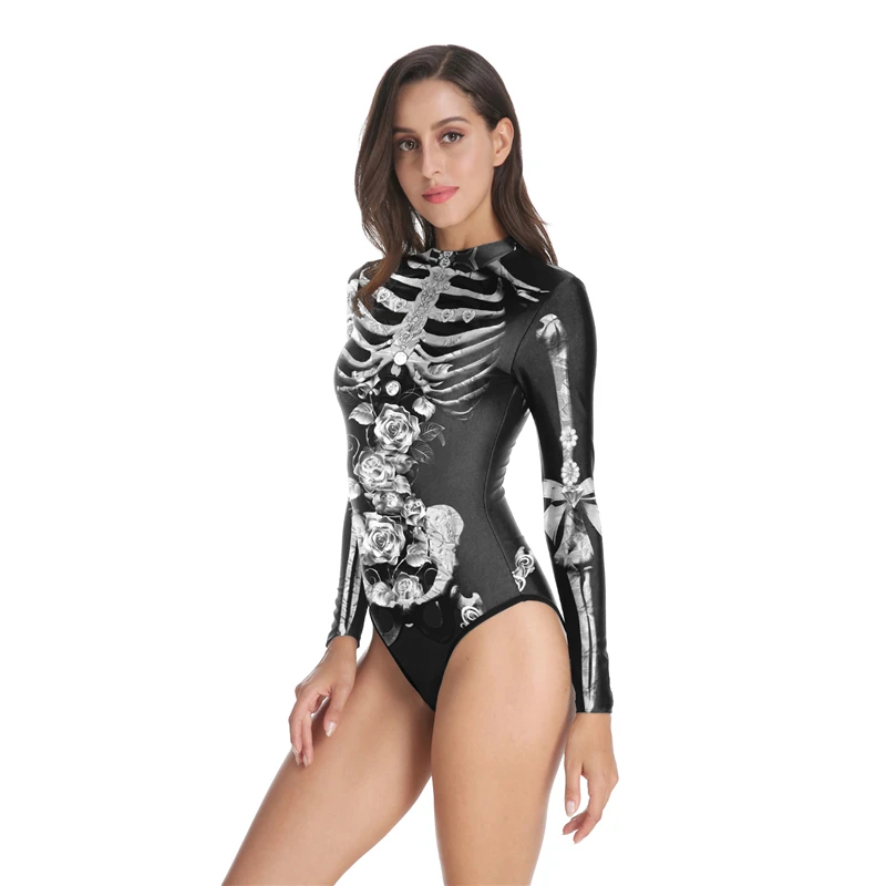 Новый ужас бикини скелет костюм для костюмированной игры, для Хэллоуина Костюм Женщины Купальники ужас анимация представление одежда
