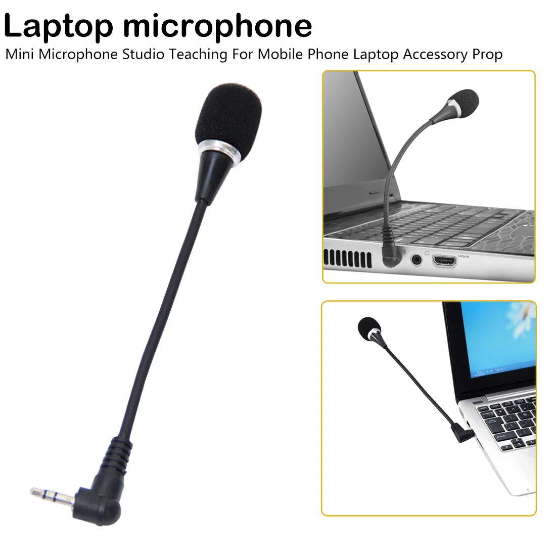 Flexible Mini Microphone for Laptop//Notebook//PC with 3.5mm Jack