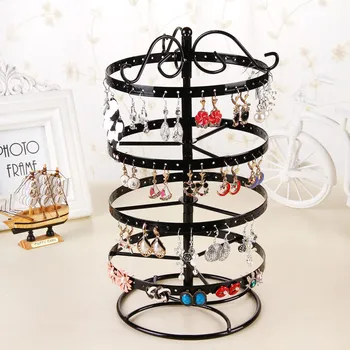 

4 Tier Round Rotating Alloy Earrings Jewelry Holder Stand Organizer Display Rack Earrings holder Ear Studs Jewelry Holder Stand