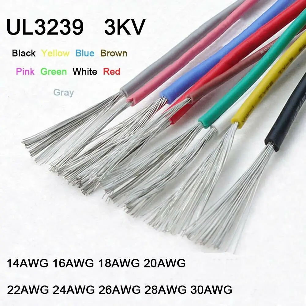 Силиконовый резиновый кабель UL3239 14-30AWG гибкий мягкий провод из луженой меди 3000 в |