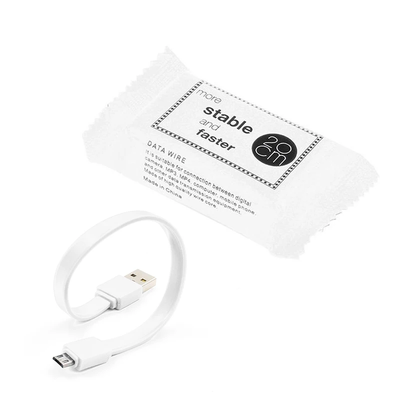 Забавные конфеты пакет кабели 20 см Тип C Micro USB быстрая зарядка данных Usb C чехол для проводов кабель короткий кабель для iphone samsung - Цвет: White