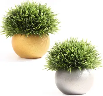 

2 PCS Mini Artificial Plant Potted Plastic Grass Plant with Potted Plant for Home and Office Decoration Home Decore