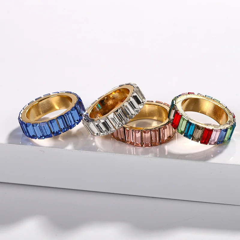 Разноцветное Радужное кольцо, многоцветное супер блестящее циркониевое кольцо, индивидуальное Европейское и американское женское кольцо, женские аксессуары