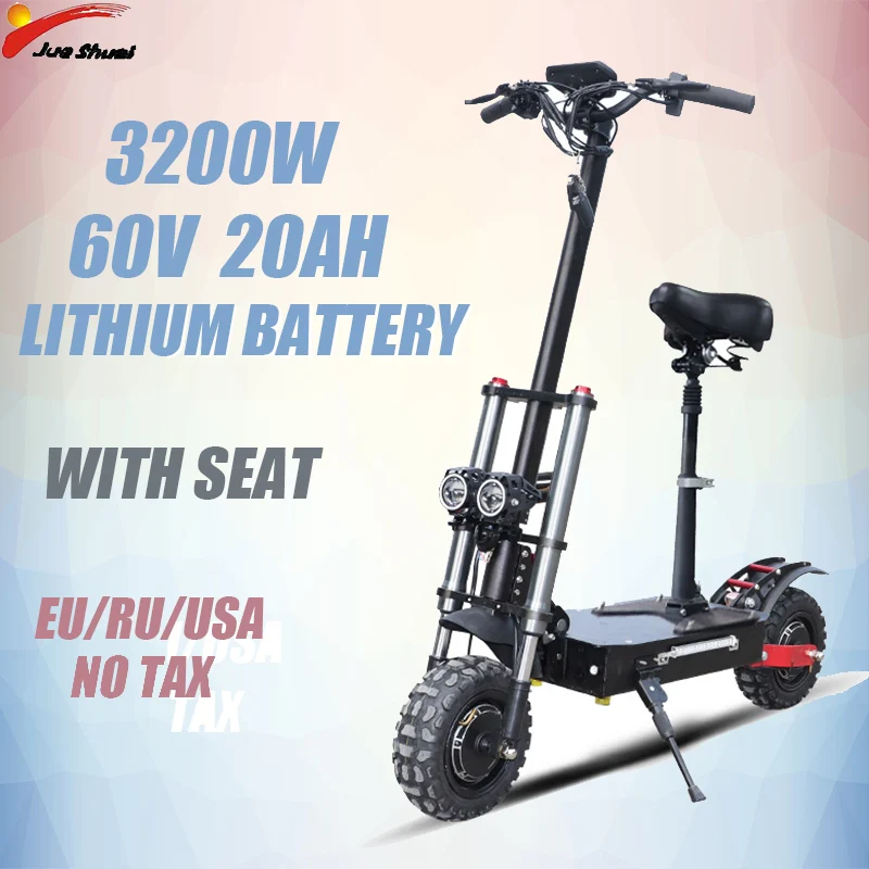 E скутер 52 в/60 в двойной привод мощный высокоскоростной Scoter Electronic Monopatin Электрический Adulto Trotinette Электрический для взрослых - Цвет: 3200W 60V 20A
