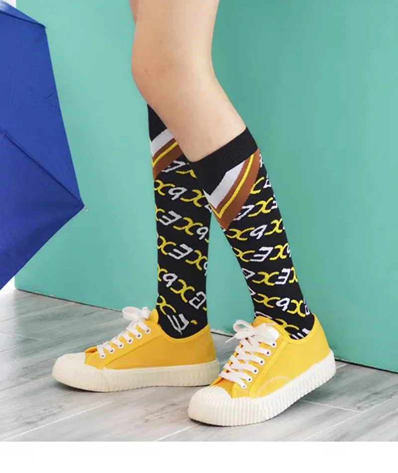 Модные трендовые женские уличные носки в стиле Харадзюку, мужские хлопковые носки в стиле хип-хоп с буквенным принтом, длинные носки унисекс для скейтборда