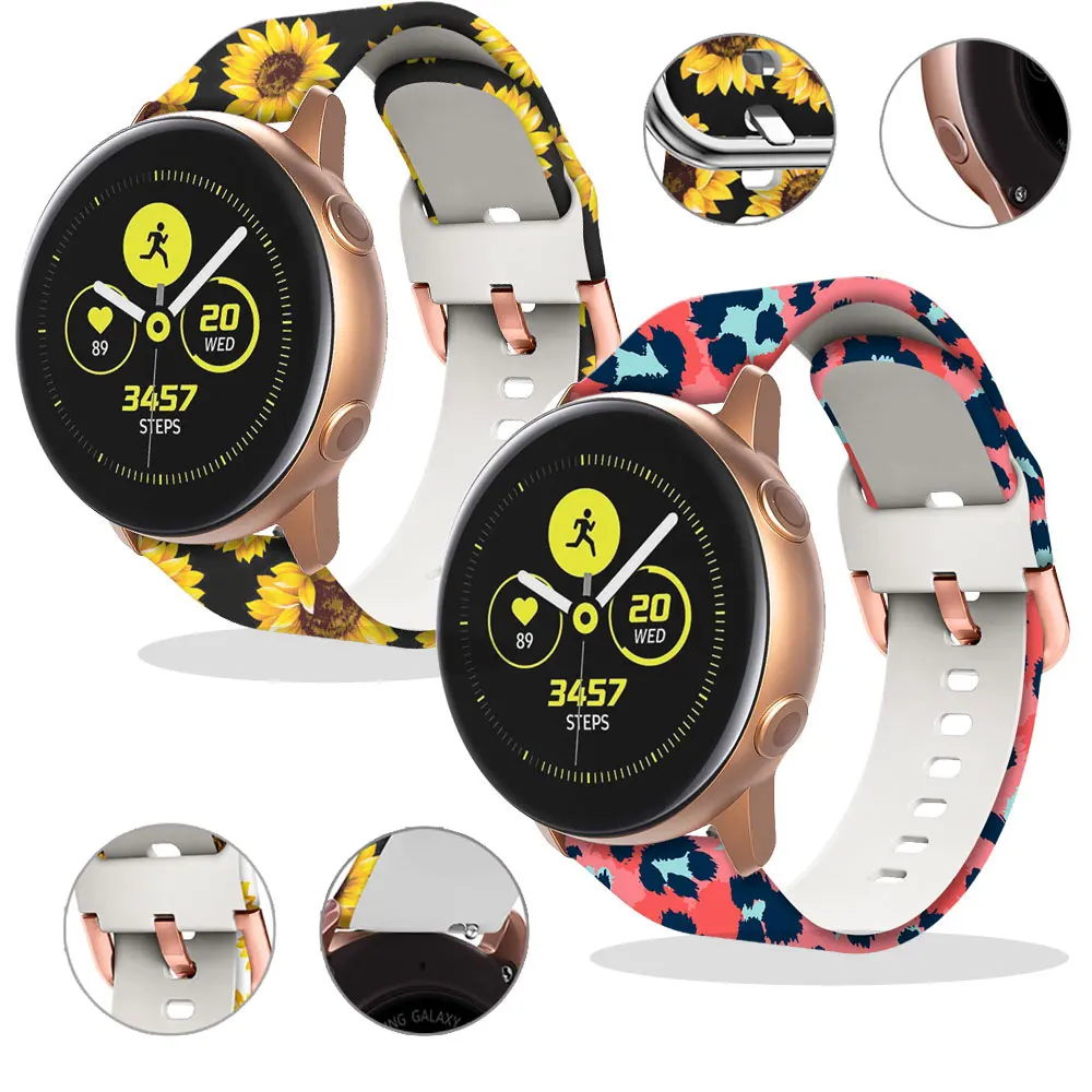 Для Samsung galaxy watch active 2 для huawei GT 42/46 22 мм honor magic женский ремешок с принтом Аксессуары