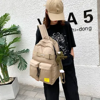

Manufacturers Direct Selling Backpack Female New Style Korean-Style Solid Color Nylon Campus Junior And Senior Hig