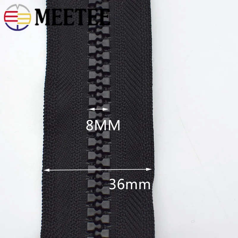 Meetee 2pcs 60-500cm 8# Double/Single Sliders Resin Zipper Open-End Auto Lock Zip DIY Down Jacket Tent Sewing Costume Accessory