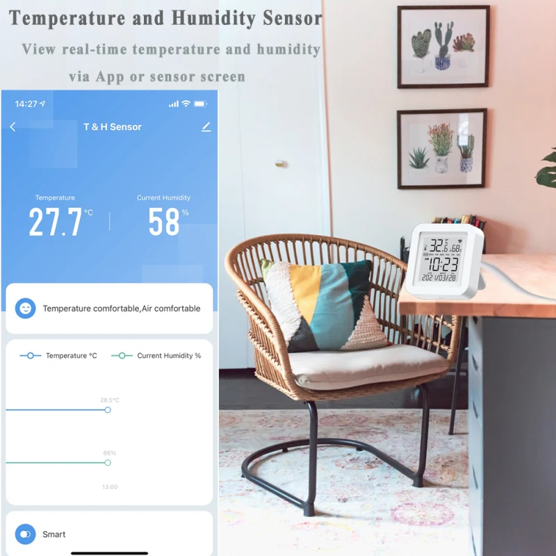 Sensor de Temperatura e Umidade Termômetro com Display Trabalhando com Alexa Assistente do Google Tuya Wifi Higrômetro Interior Lcd 1 higrômetro interior termômetro com display lcd trabalhando