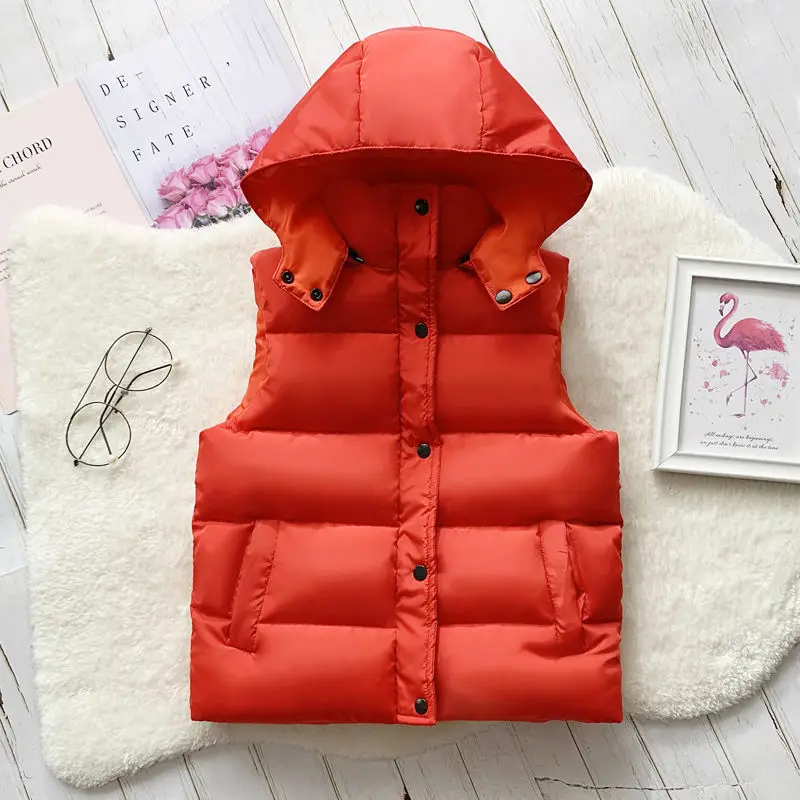 3-12Y Winter Warm Sleeveless Jacket For Children Jacket Thicken Hooded Vest For Boys Girls Kids Waistcoat Coat Insulated Vest cheap jackets Outerwear & Coats