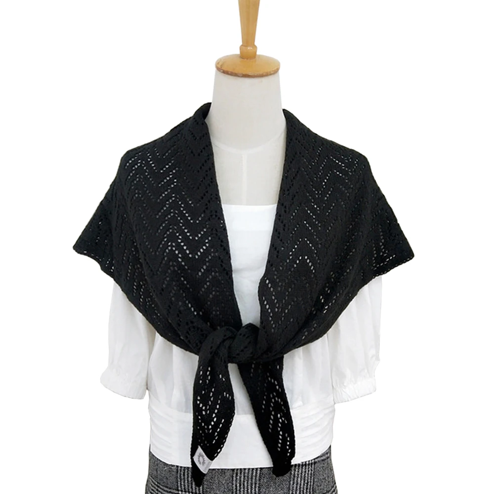 Large Triangle Winter Women Shrugs Scarf Solid Knitted Hallow-Out Shawl Wraps Pashmina Encharpe Bufandas Mujer Ponchos Capes