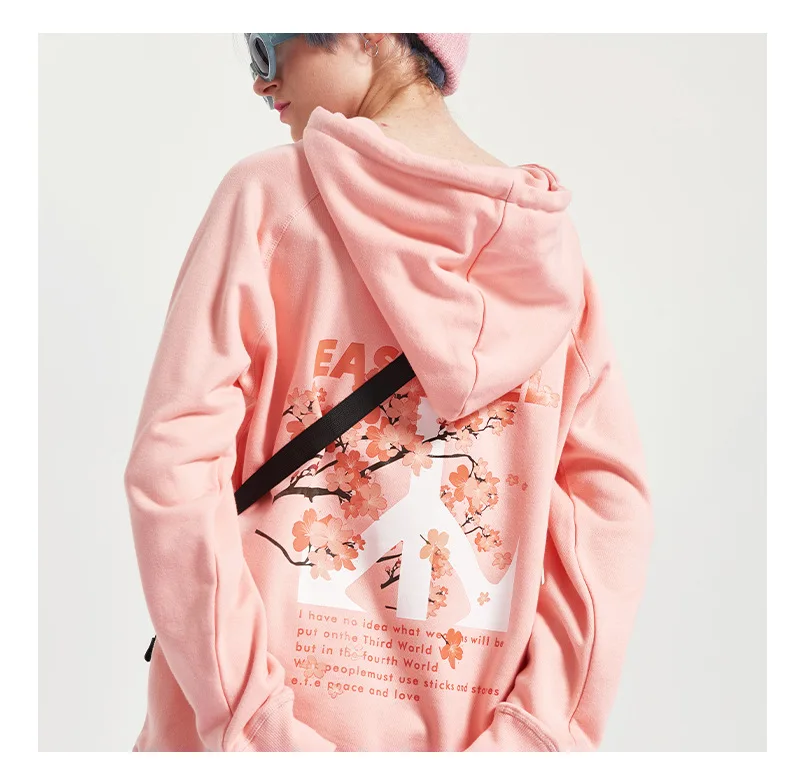 Sweatshirt Pink Flower Printing Hoodies Sweatshirts Cotton Casual Women Sweatshirt Pullovers Women's Man's Oversized Hoodie