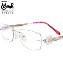 Высшего класса B титановые оправы SL718 для женщин famale оправа без оправы очки для чтения близорукость Ультралегкая оправа очки speiko