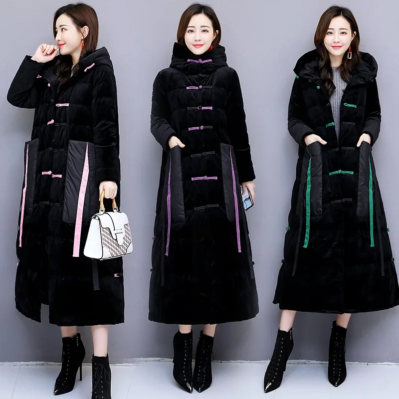 

2019 Winter New Style Solid Color Warm Casual Fashion Mid-length Long Sleeve Cotton-padded Clothes QBBL8108